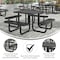 Flash Furniture Square Creekside Picnic Table, Black, Metal, 79.75 in L SLF-EMS-46-BK-GG - alternate 6